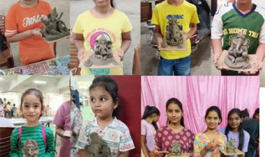 100 से अधिक बच्चों ने बनाए मिट्टी के गणेश... पर्यावरण संरक्षण का दिया संदेश