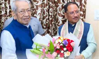 मुख्यमंत्री  ने छत्तीसगढ़ के पूर्व राज्यपाल विश्वभूषण हरिचंदन से की सौजन्य भेंट