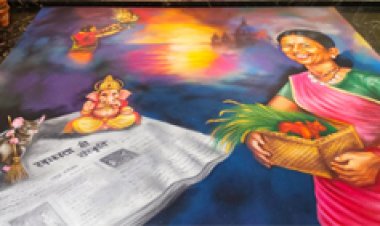 'स्‍वच्‍छता ही संस्‍कृति’ पर भव्‍य रंगोली को देखने के लिए उमड़ रही भीड़