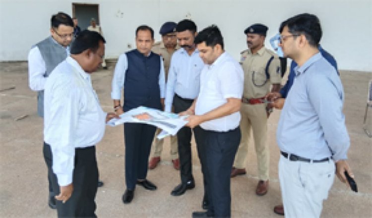 राज्योत्सव स्थल का अधिकारियों ने किया निरीक्षण, तैयारियों एवं व्यवस्थाओं के संबंध में की चर्चा