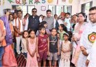 'आंगन मिलन' समारोह में पहुंचे मंत्री टंक राम वर्मा और गजेंद्र यादव गर्भवती माताओं की गोदभराई कर बांटे पोषण किट